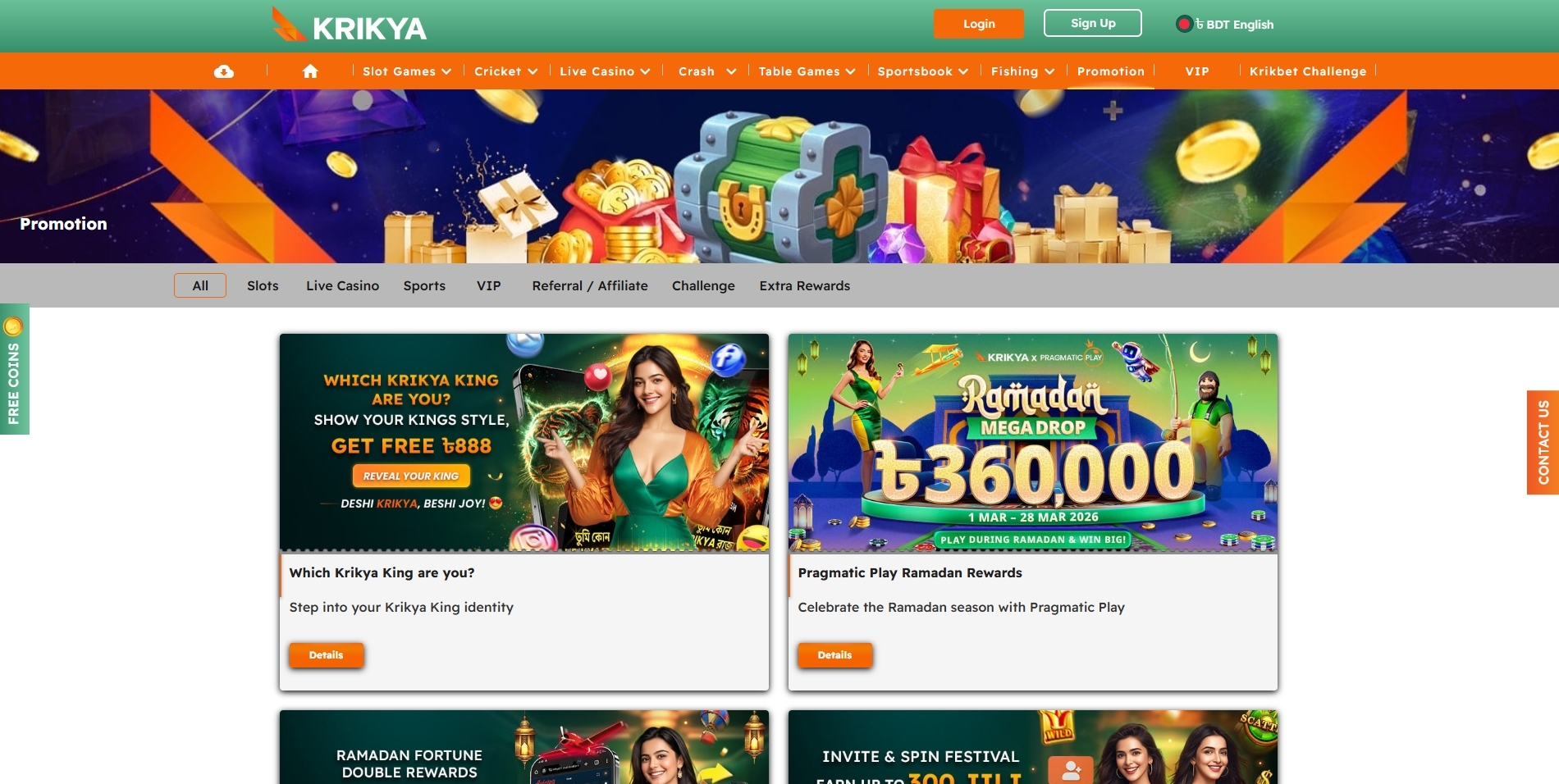 Krikya Casino Promotions