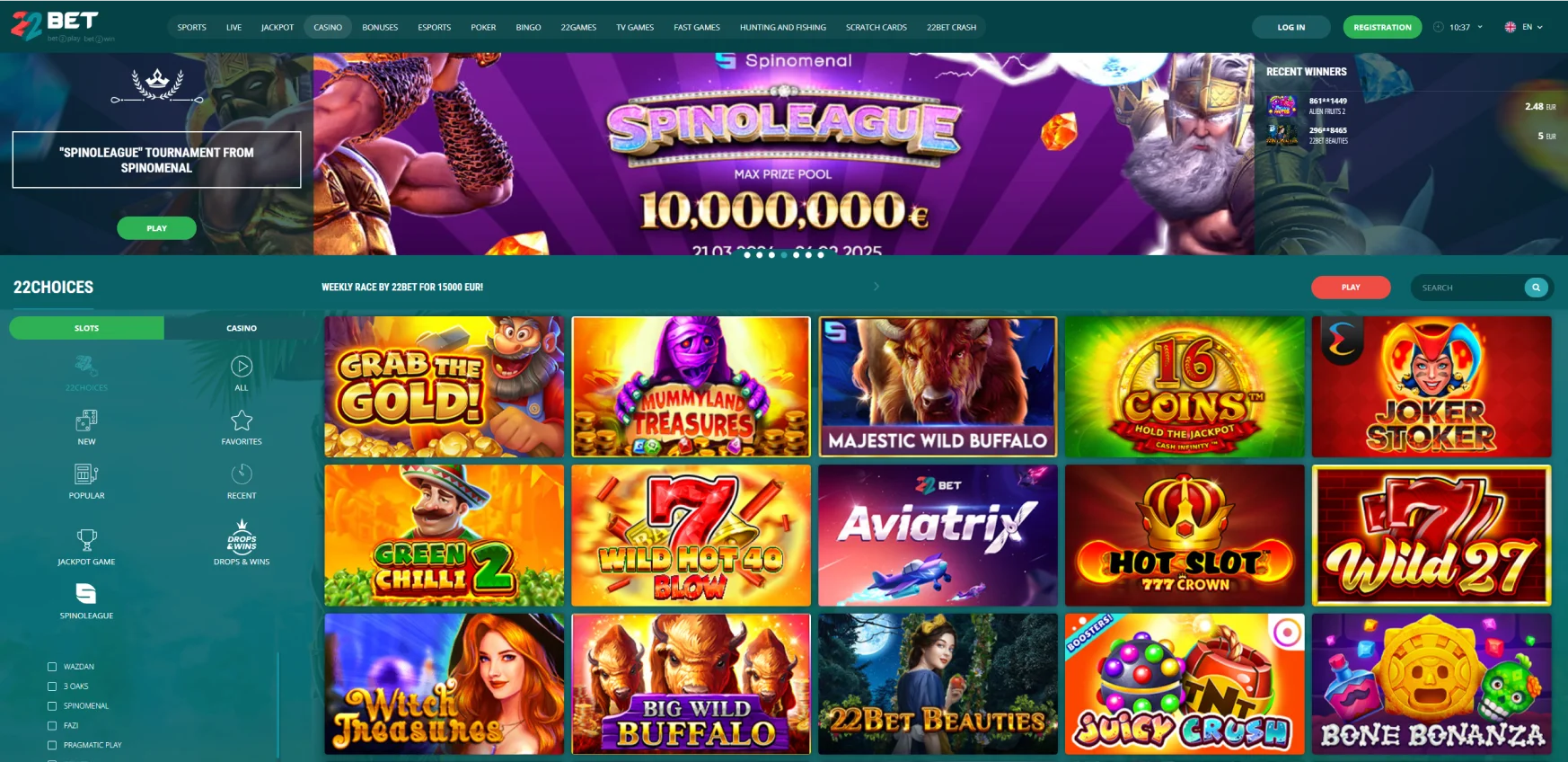 22Bet Top Slots